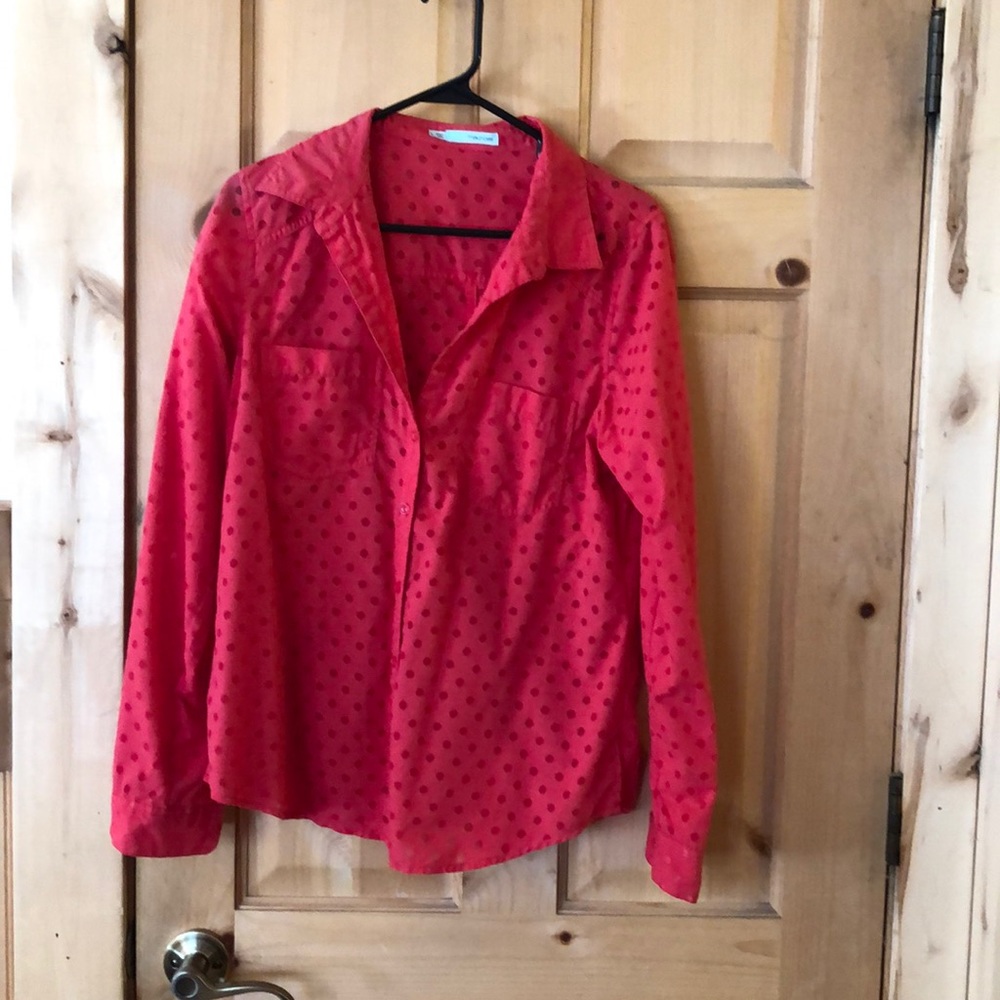 Orange/red button up shirt